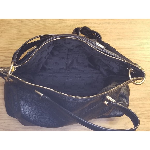 Michael Kors Black Satchel Shoulder Bag Handbag Hamilton Pebbled Leather EUC - Picture 4 of 5